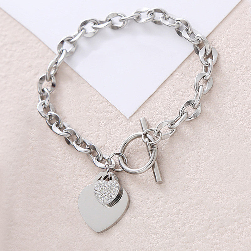 Silver-Plated Anti Tarnish Heart Themed Charm Bracelet