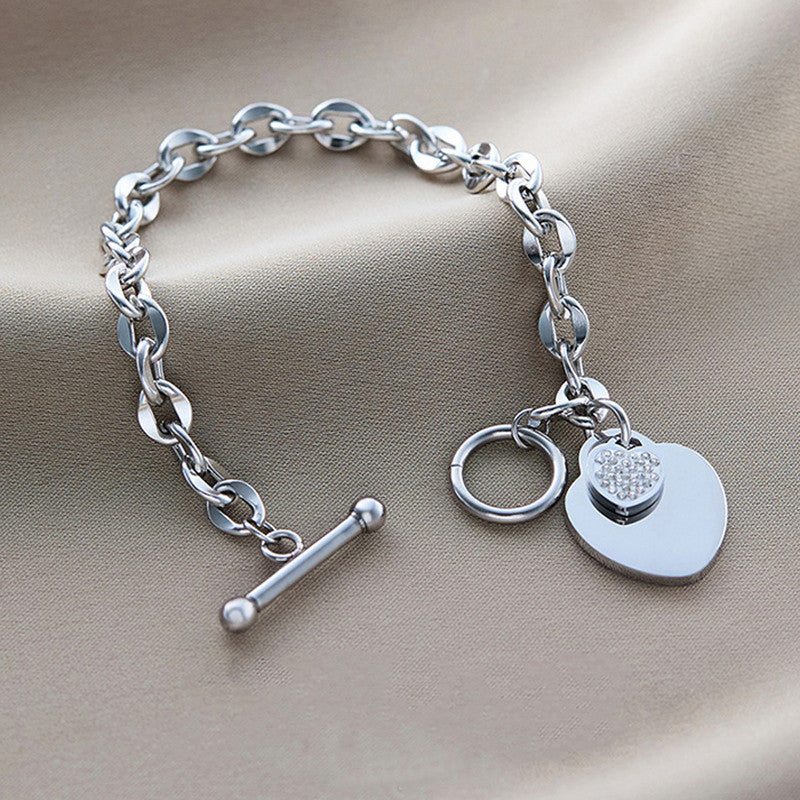 Silver-Plated Anti Tarnish Heart Themed Charm Bracelet