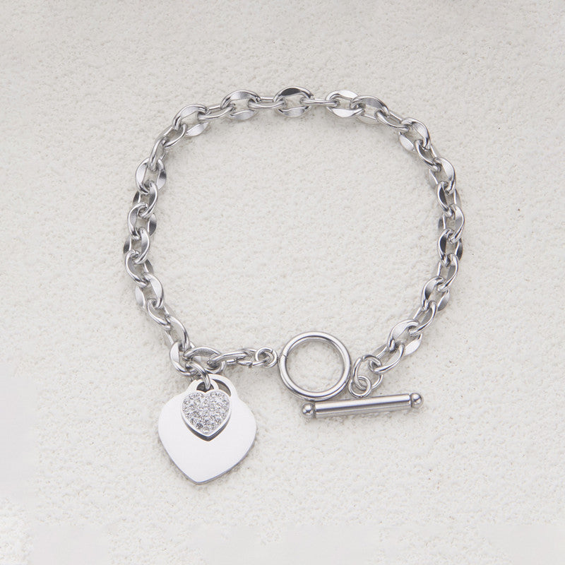 Silver-Plated Anti Tarnish Heart Themed Charm Bracelet