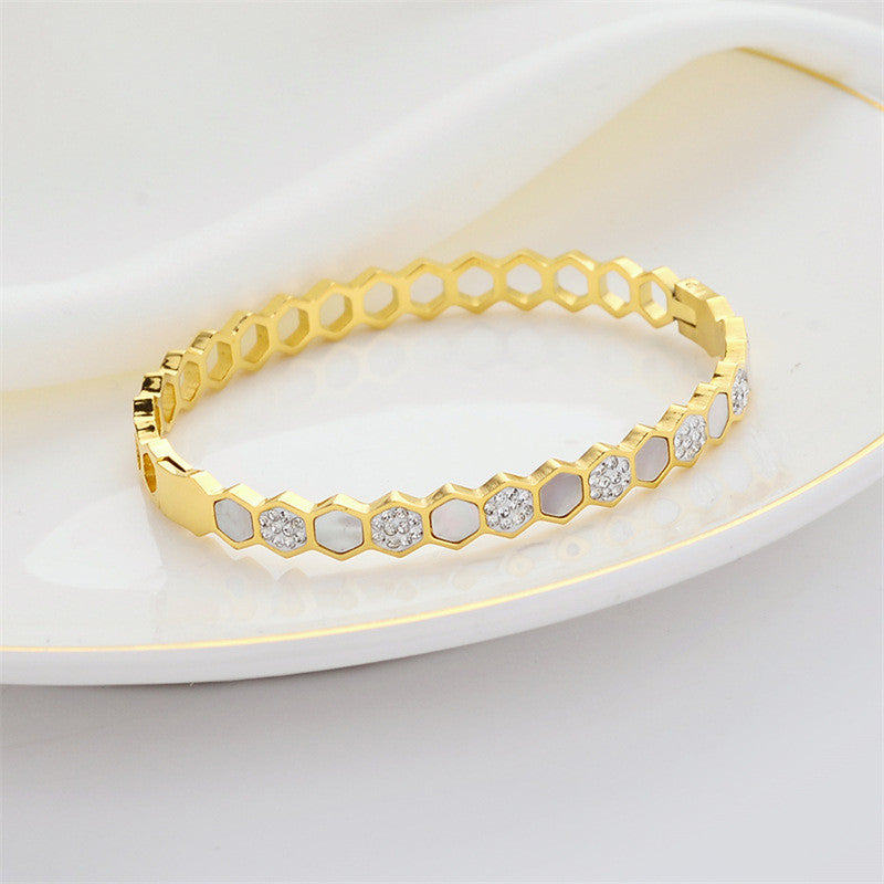 Gold-Plated Anti Tarnish Hexagonal Openable Bracelet