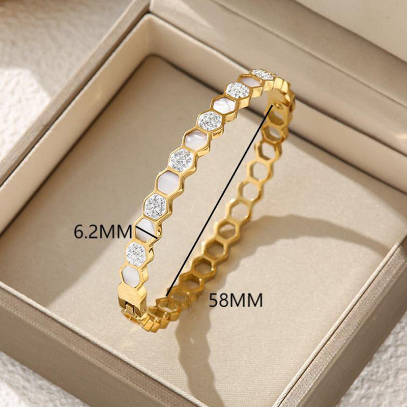 Gold-Plated Anti Tarnish Hexagonal Openable Bracelet