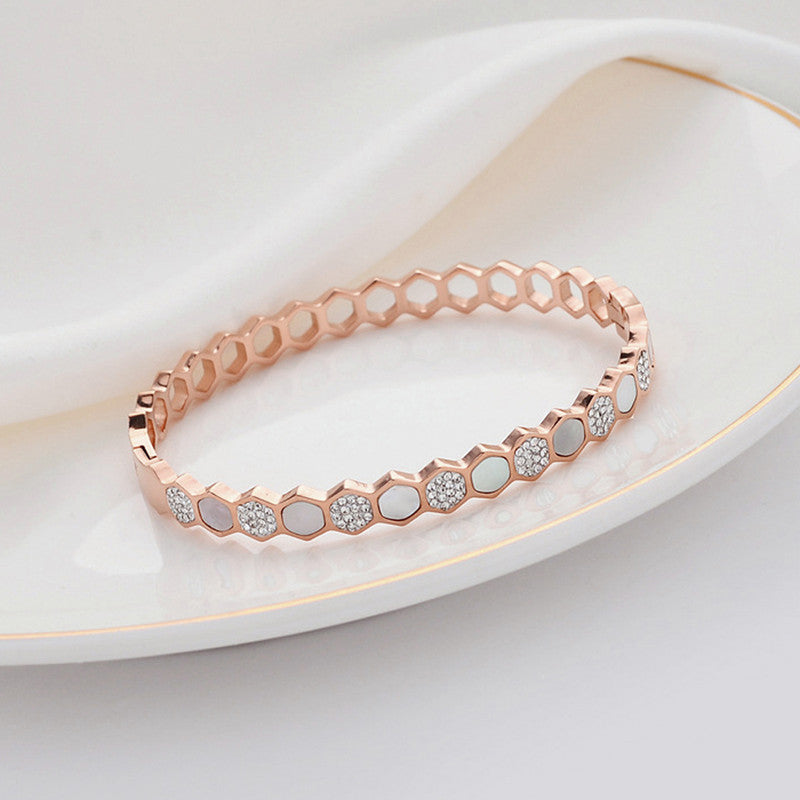 Rose Gold-Plated Anti Tarnish Hexagonal Openable Bracelet