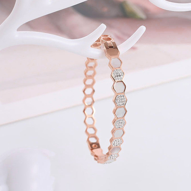 Rose Gold-Plated Anti Tarnish Hexagonal Openable Bracelet