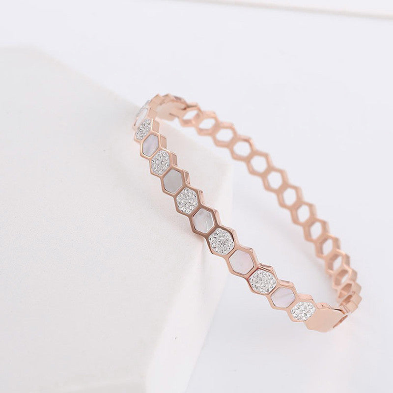 Rose Gold-Plated Anti Tarnish Hexagonal Openable Bracelet