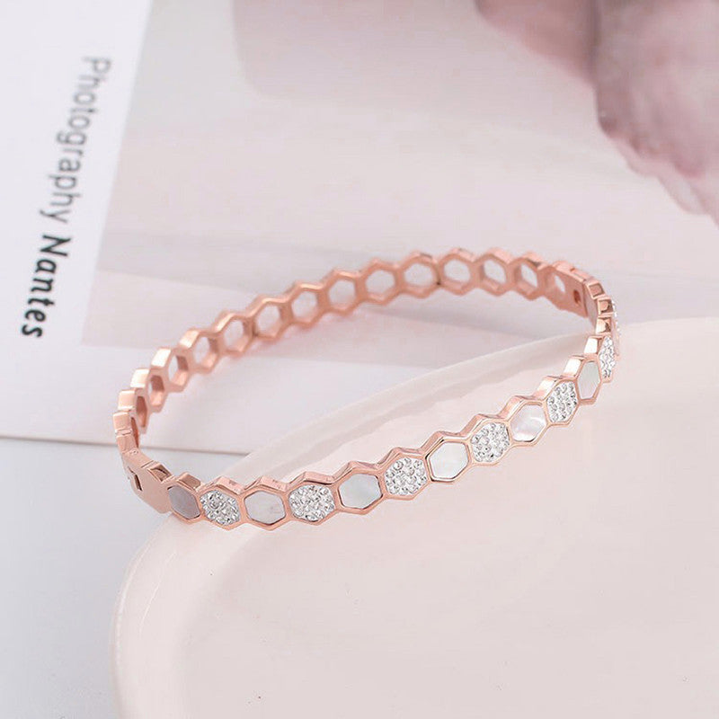 Rose Gold-Plated Anti Tarnish Hexagonal Openable Bracelet