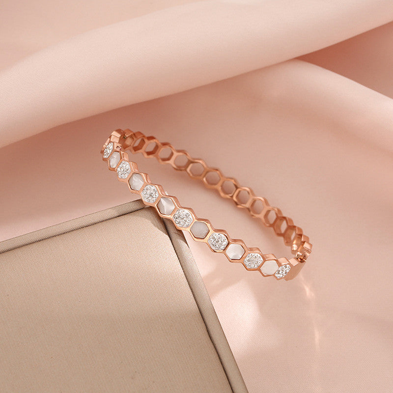 Rose Gold-Plated Anti Tarnish Hexagonal Openable Bracelet