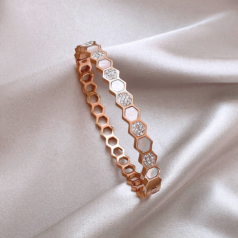 Rose Gold-Plated Anti Tarnish Hexagonal Openable Bracelet