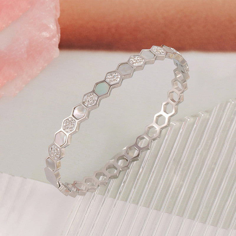 Silver-Plated Anti Tarnish Hexagonal Openable Bracelet