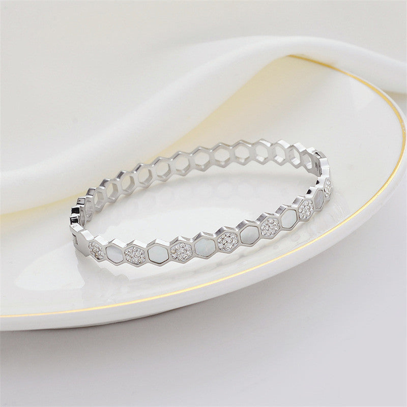 Silver-Plated Anti Tarnish Hexagonal Openable Bracelet