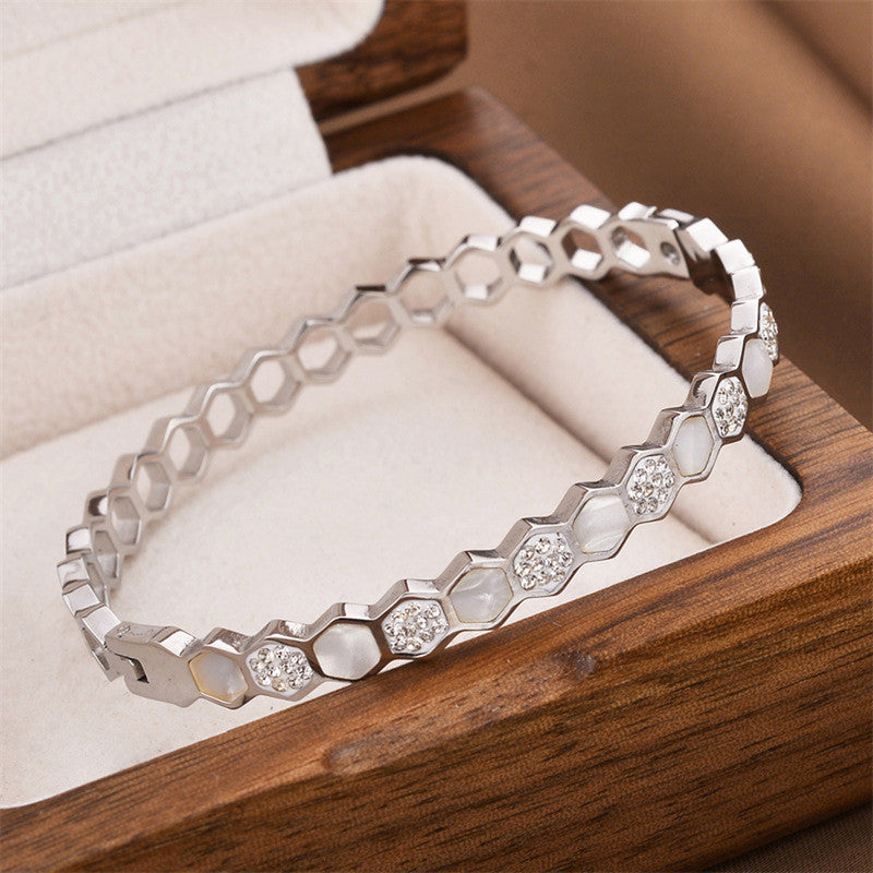 Silver-Plated Anti Tarnish Hexagonal Openable Bracelet