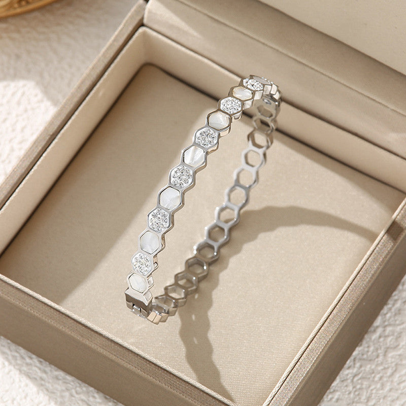 Silver-Plated Anti Tarnish Hexagonal Openable Bracelet