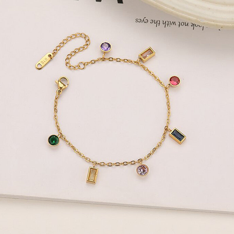 Gold Plated Anti Tarnish Multicolour Geometrical Bracelet