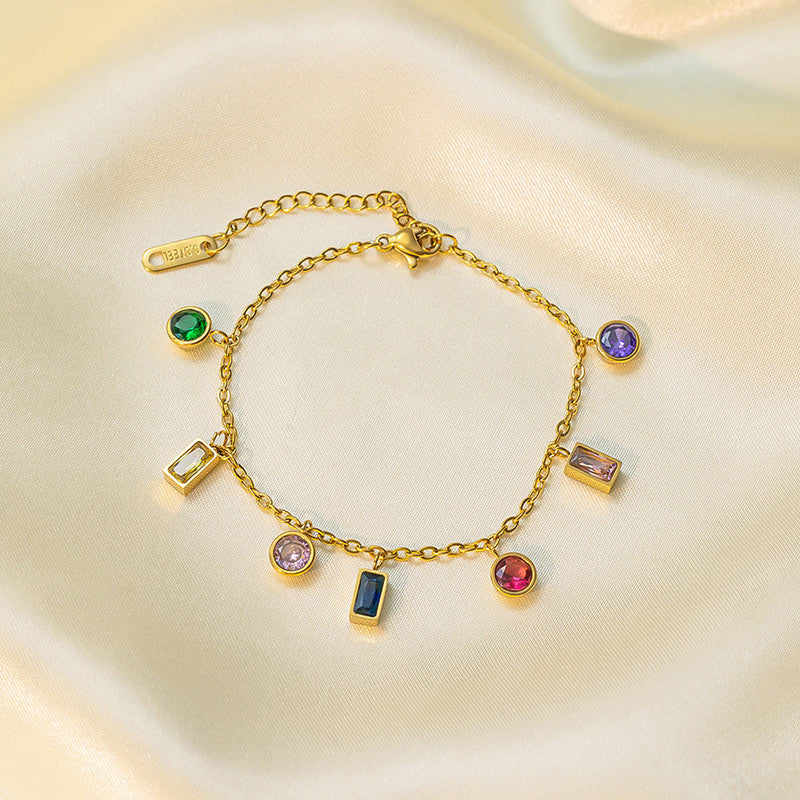 Gold Plated Anti Tarnish Multicolour Geometrical Bracelet