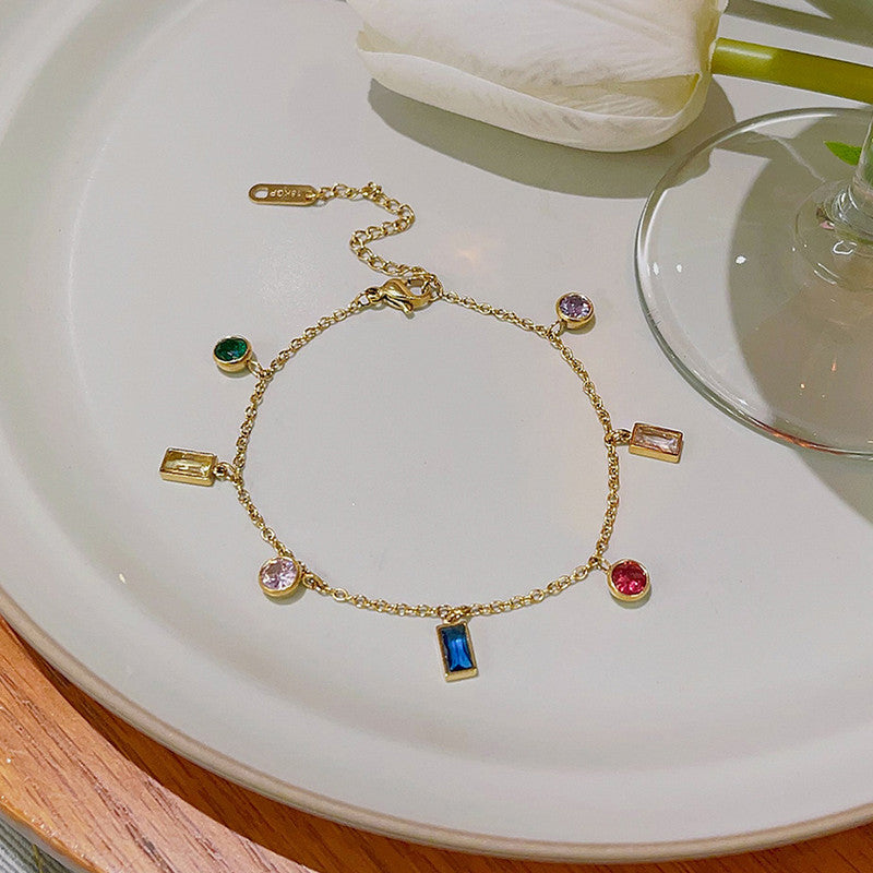 Gold Plated Anti Tarnish Multicolour Geometrical Bracelet