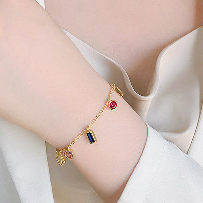 Gold Plated Anti Tarnish Multicolour Geometrical Bracelet