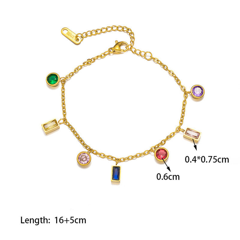 Gold Plated Anti Tarnish Multicolour Geometrical Bracelet