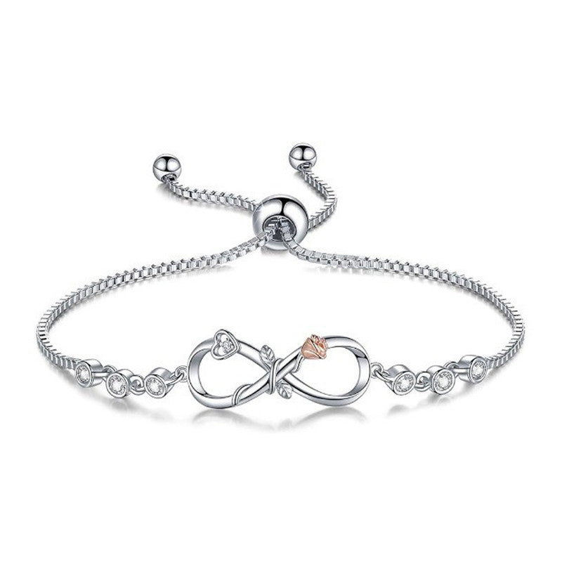 Silver Plated Anti Tarnish American Diamonds Studded Infinity themed Wraparound Bracelet
