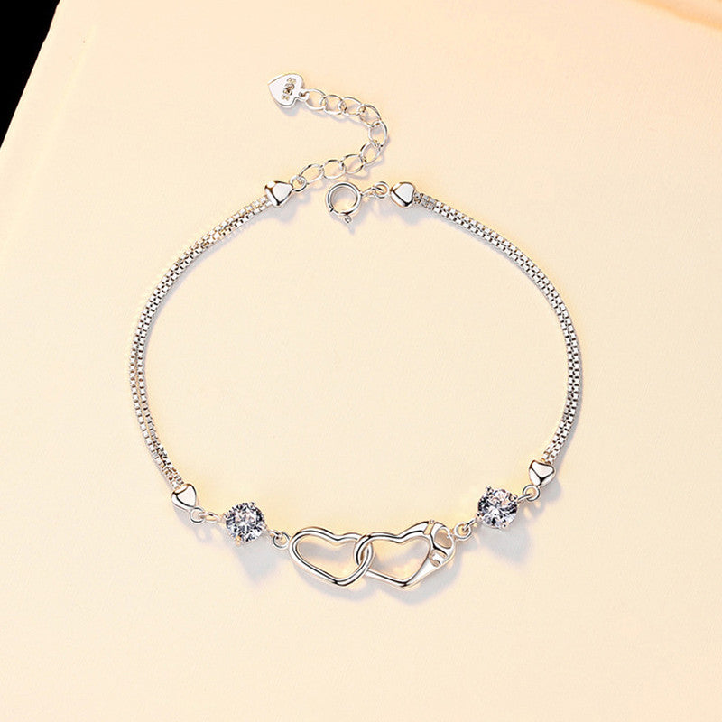 Silver Plated Heart Themed Anti Tarnish Bracelet