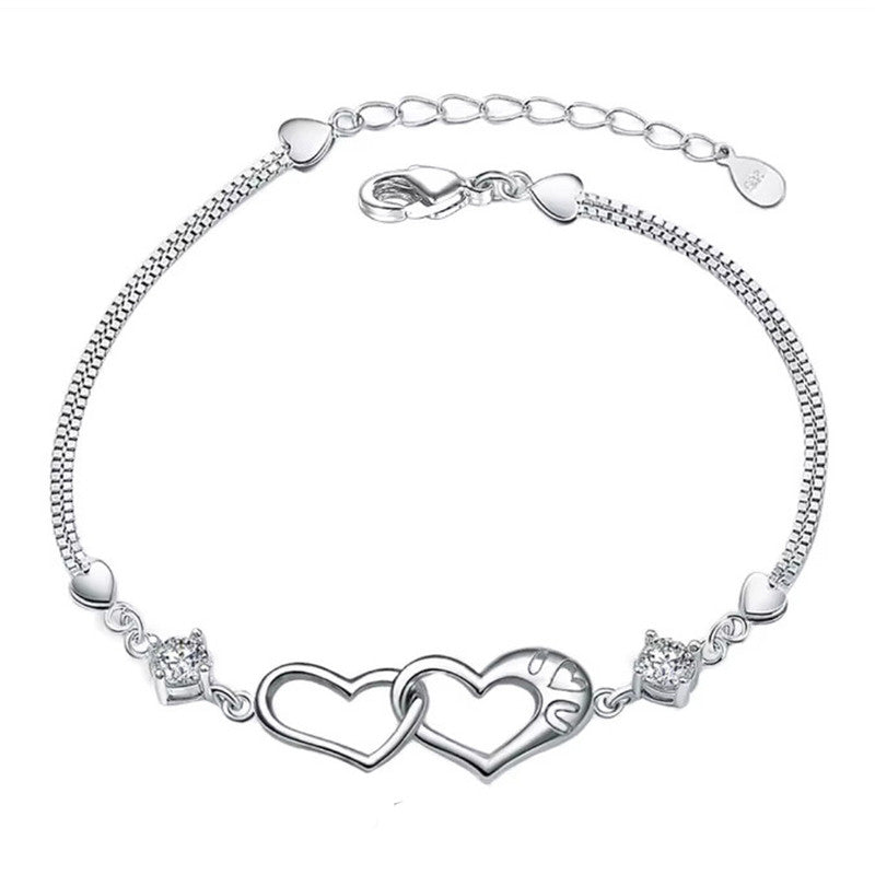 Silver Plated Heart Themed Anti Tarnish Bracelet