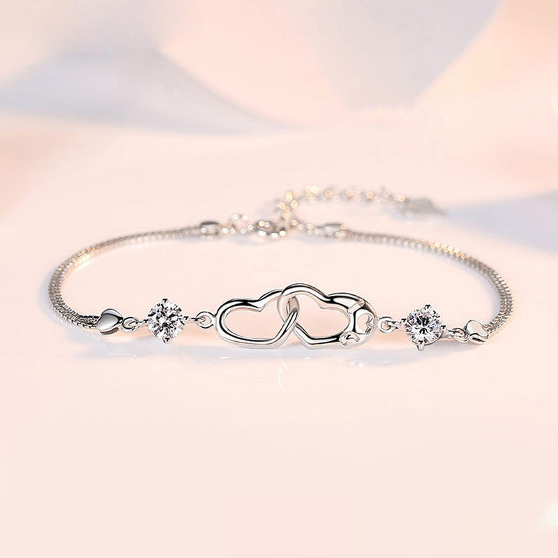 Silver Plated Heart Themed Anti Tarnish Bracelet