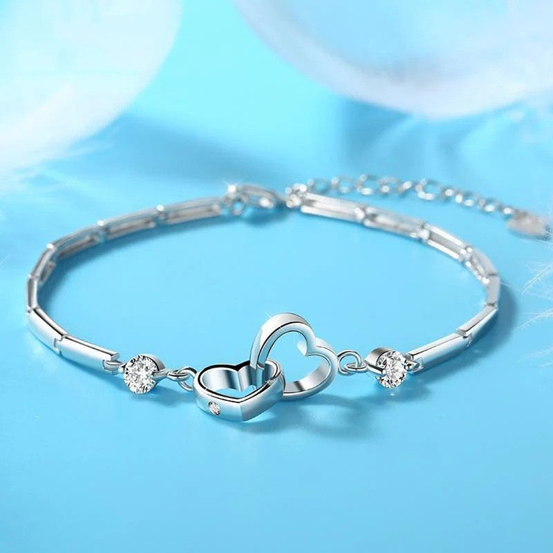 Silver Plated Heart Themed Anti Tarnish Bracelet