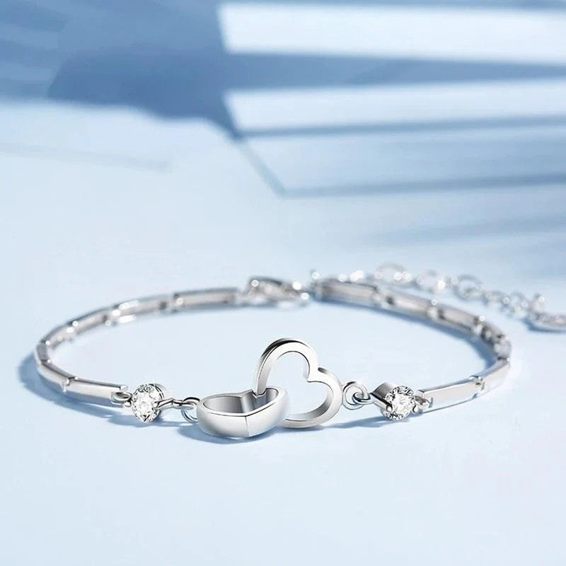 Silver Plated Heart Themed Anti Tarnish Bracelet