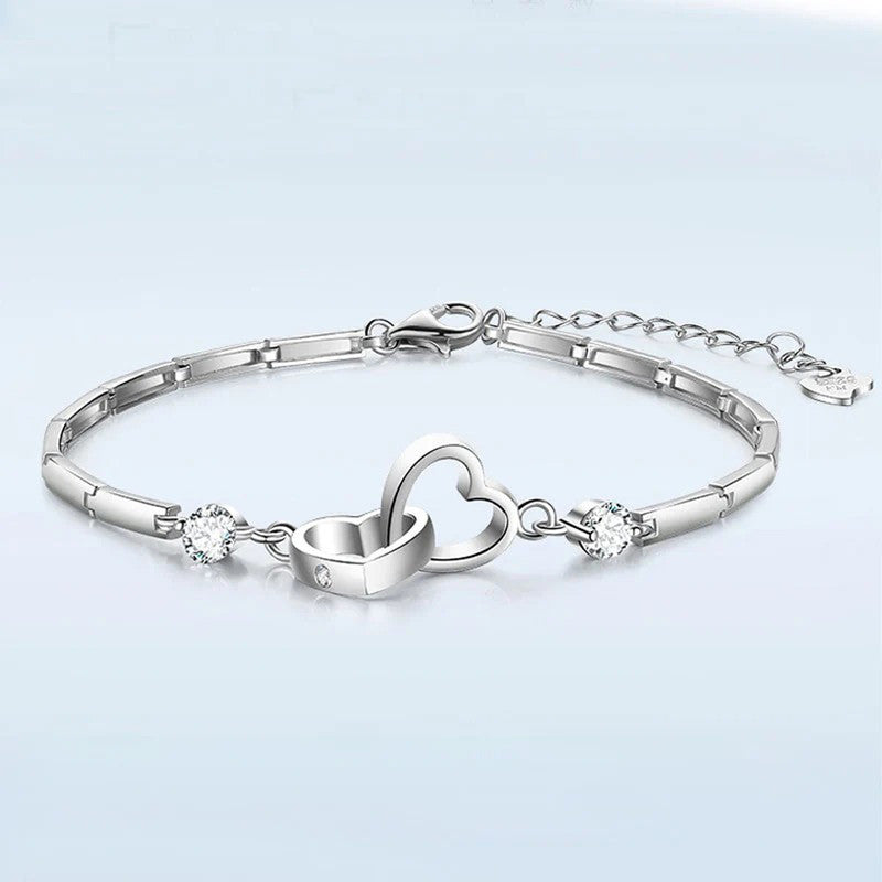 Silver Plated Heart Themed Anti Tarnish Bracelet