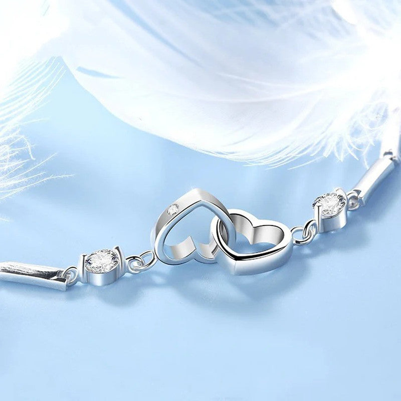 Silver Plated Heart Themed Anti Tarnish Bracelet