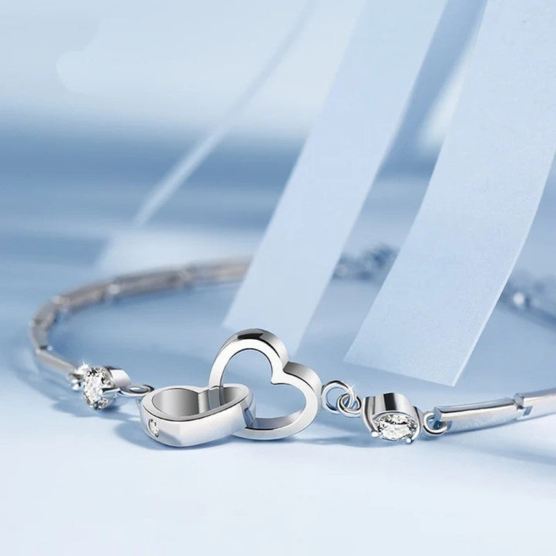 Silver Plated Heart Themed Anti Tarnish Bracelet