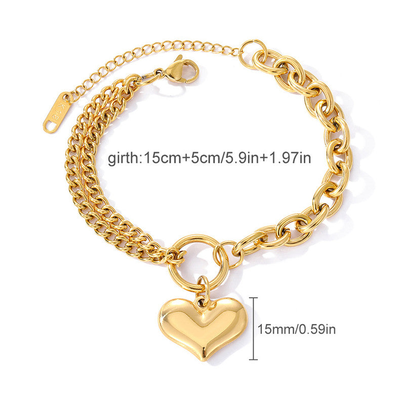 Gold-Plated Anti Tarnish Heart Themed Charm Bracelet