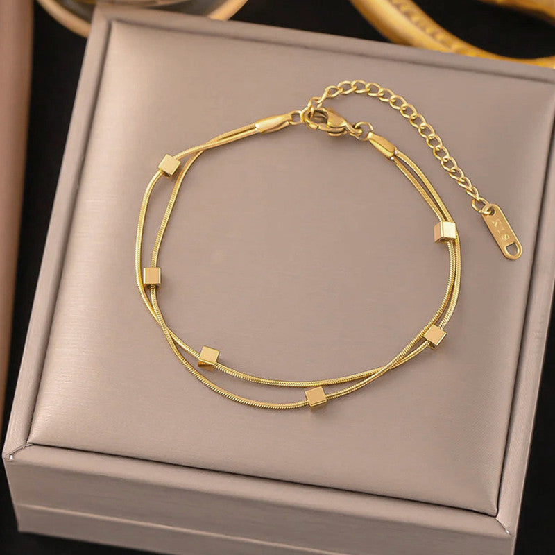 Gold Plated Stainless Steel Anti-Tarnish Geometric Wraparound Bracelet