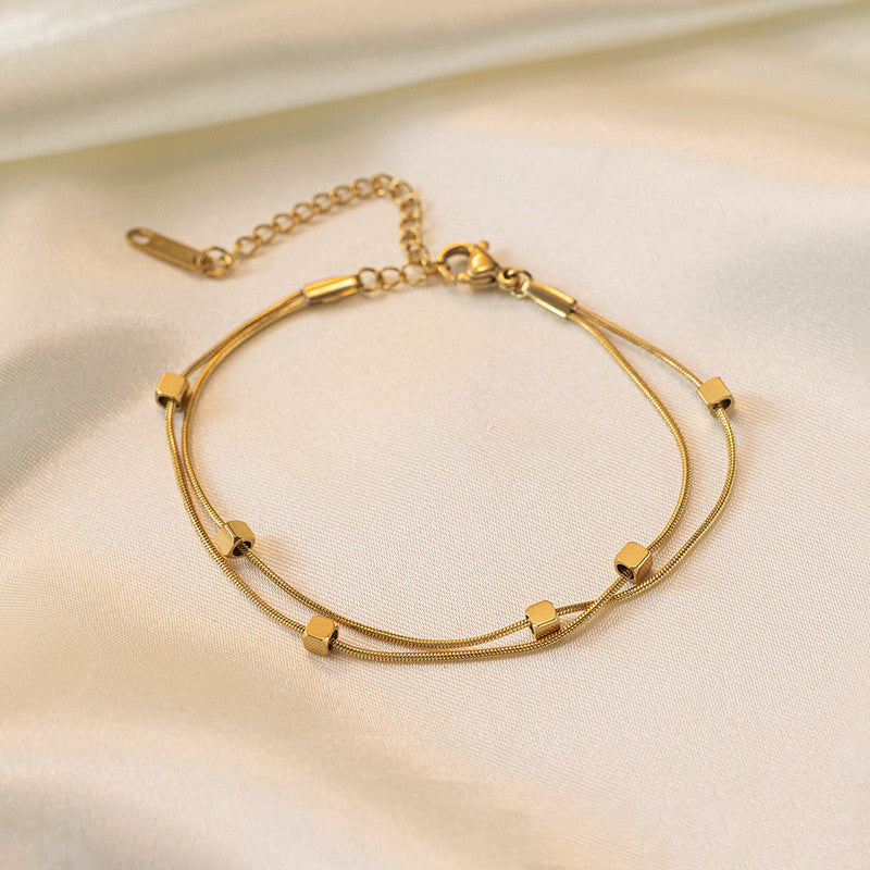 Gold Plated Stainless Steel Anti-Tarnish Geometric Wraparound Bracelet