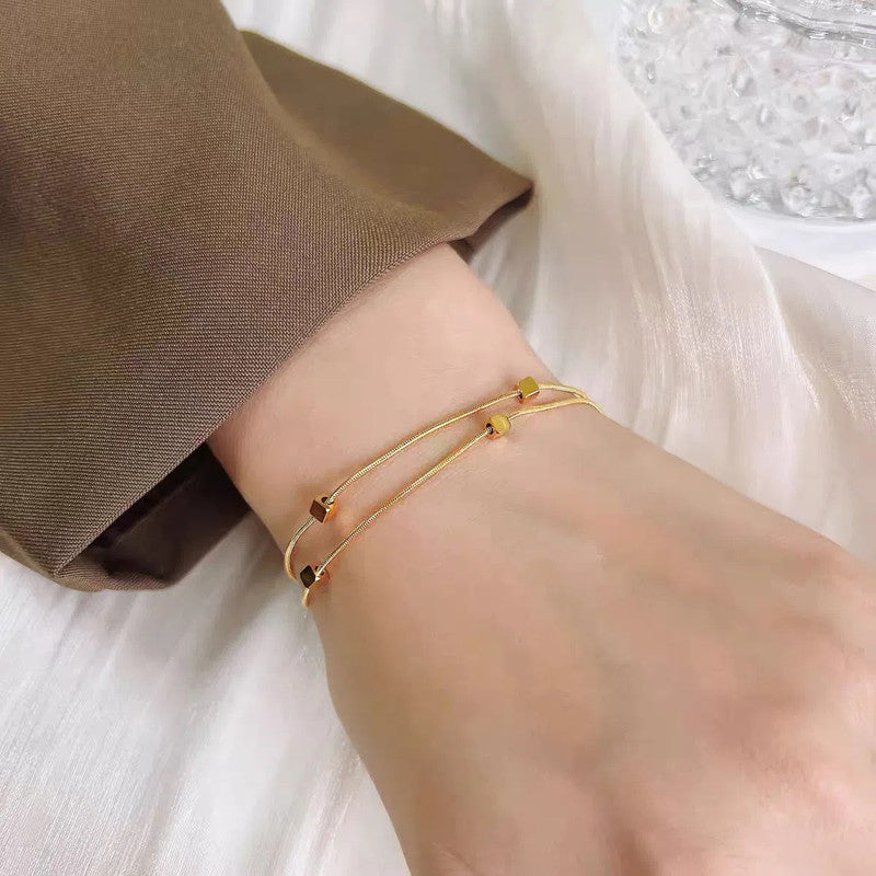 Gold Plated Stainless Steel Anti-Tarnish Geometric Wraparound Bracelet