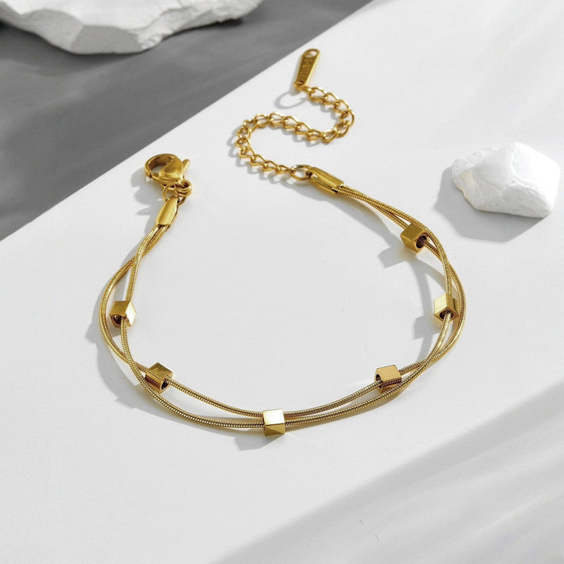 Gold Plated Stainless Steel Anti-Tarnish Geometric Wraparound Bracelet