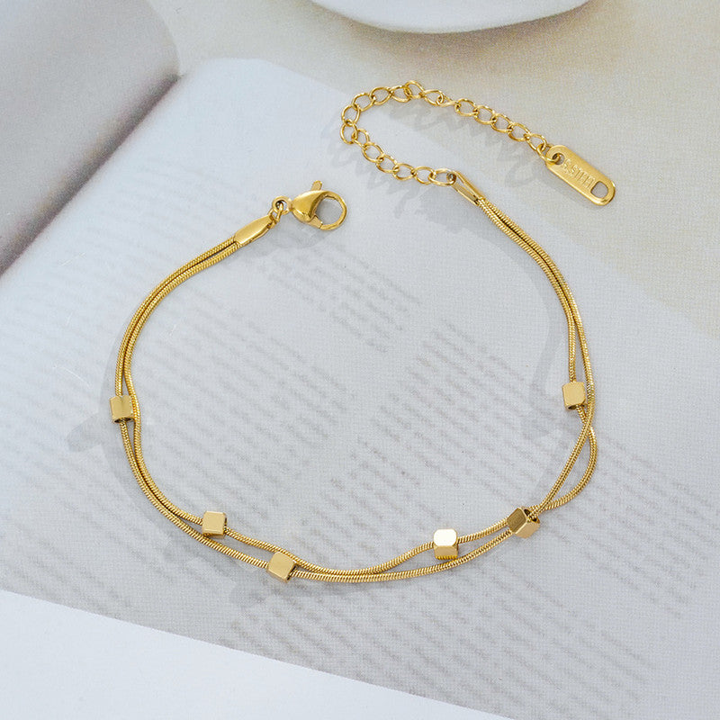 Gold Plated Stainless Steel Anti-Tarnish Geometric Wraparound Bracelet