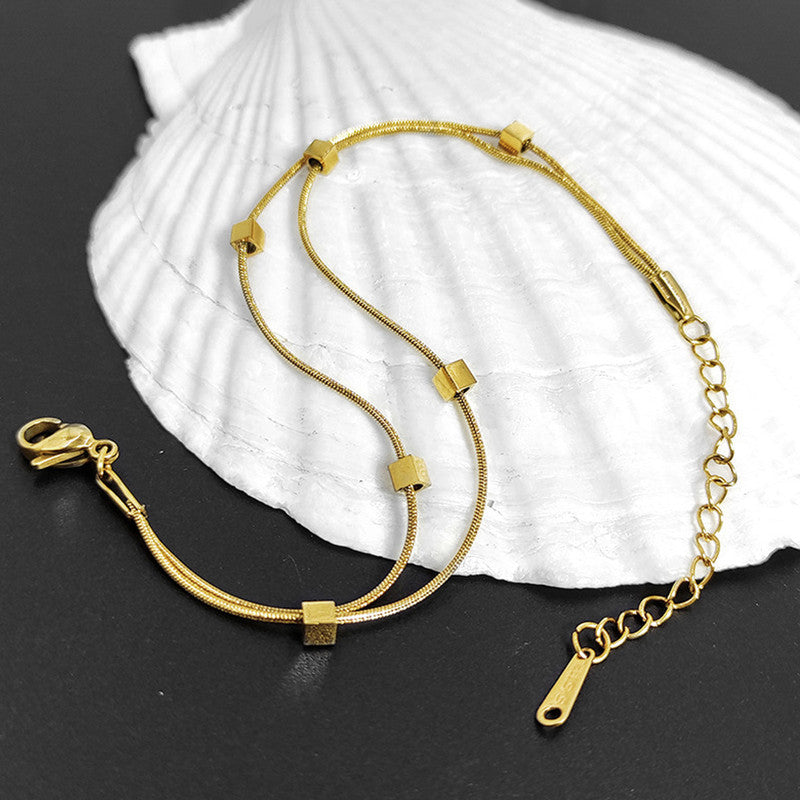 Gold Plated Stainless Steel Anti-Tarnish Geometric Wraparound Bracelet
