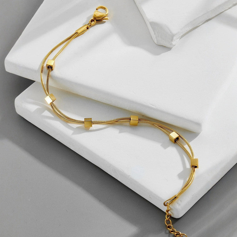 Gold Plated Stainless Steel Anti-Tarnish Geometric Wraparound Bracelet