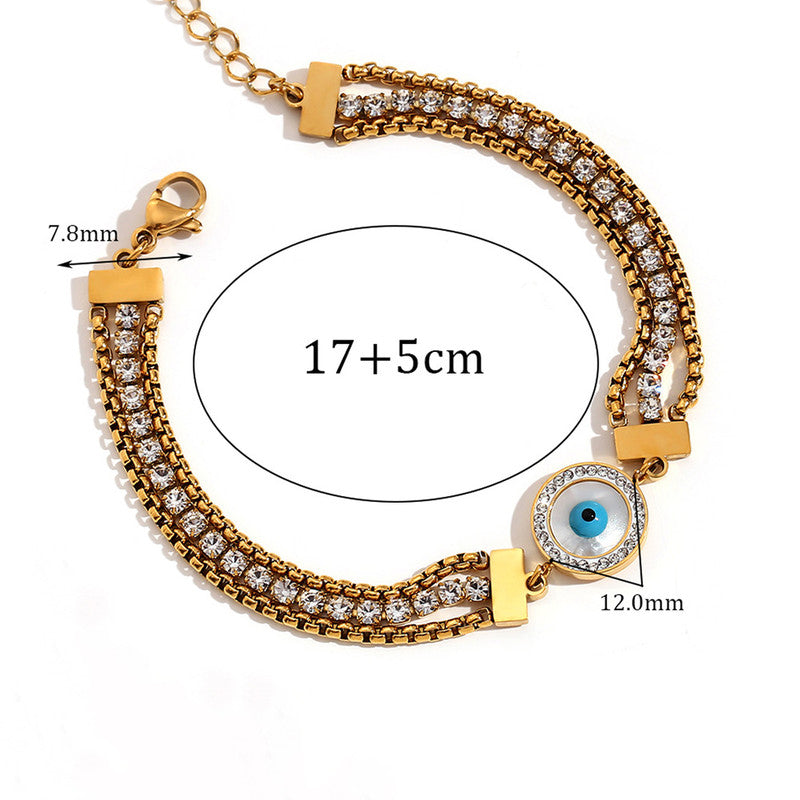 Gold Plated Stainless Steel Anti-Tarnish Evil Eye Wraparound Bracelet