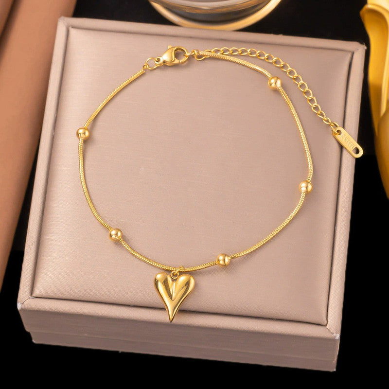 Gold Plated Anti Tarnish Stainless Steel Heart Themed Wraparound Bracelet