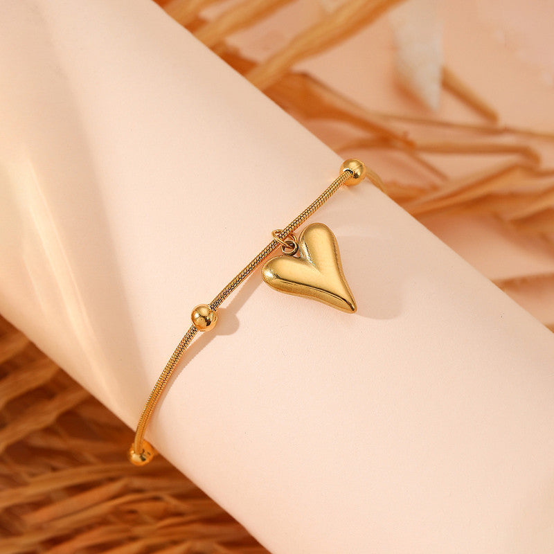 Gold Plated Anti Tarnish Stainless Steel Heart Themed Wraparound Bracelet