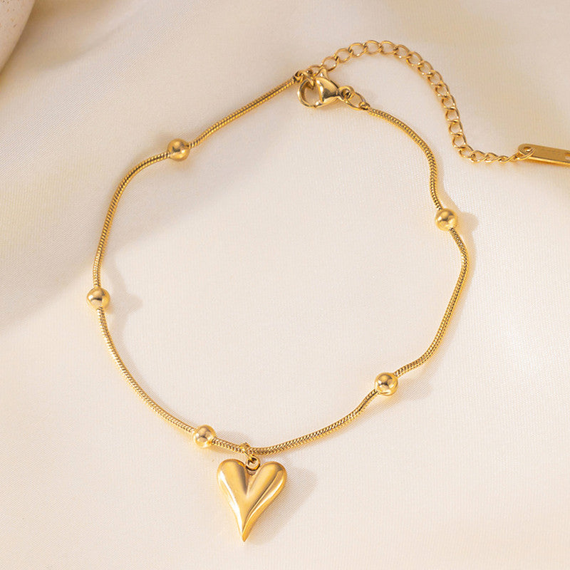 Gold Plated Anti Tarnish Stainless Steel Heart Themed Wraparound Bracelet