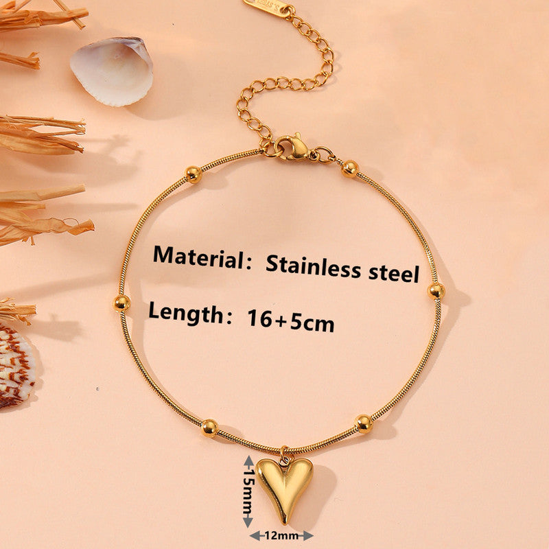 Gold Plated Anti Tarnish Stainless Steel Heart Themed Wraparound Bracelet
