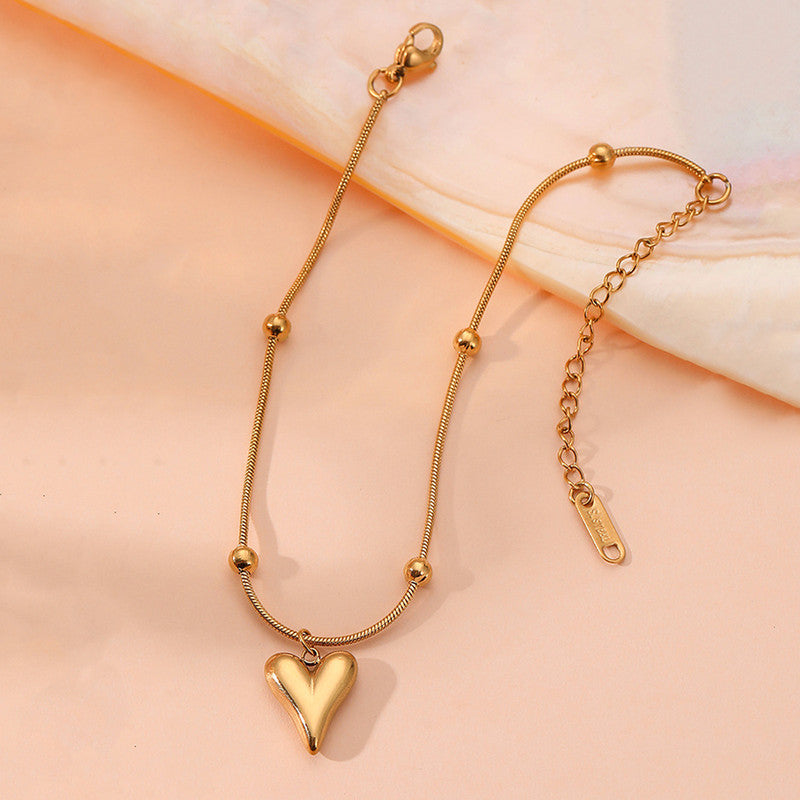 Gold Plated Anti Tarnish Stainless Steel Heart Themed Wraparound Bracelet