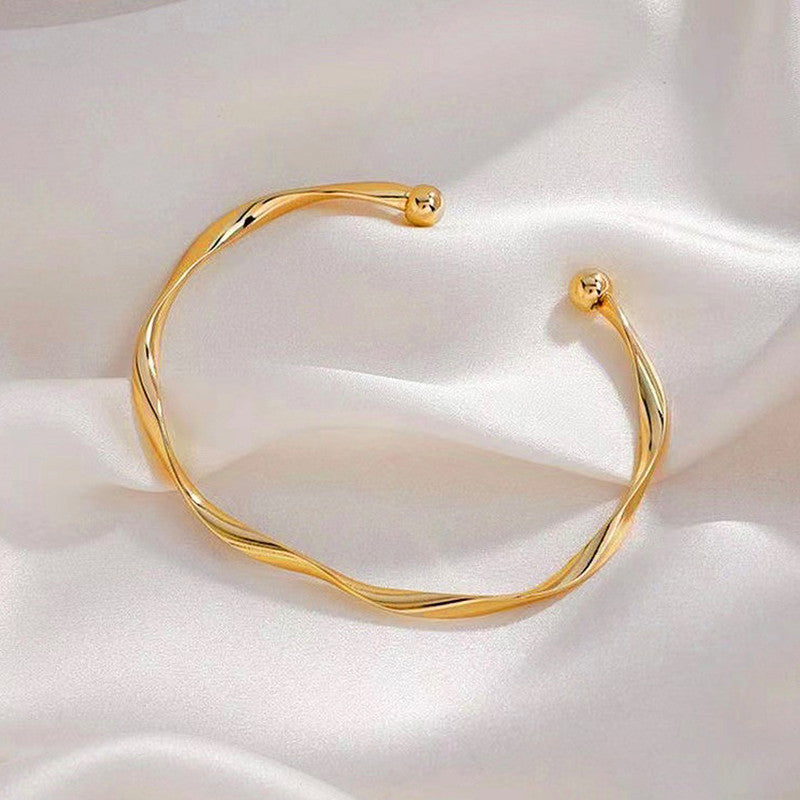 Gold Plated Anti Tarnish Stainless Steel Contemporary Cuff Bracelet