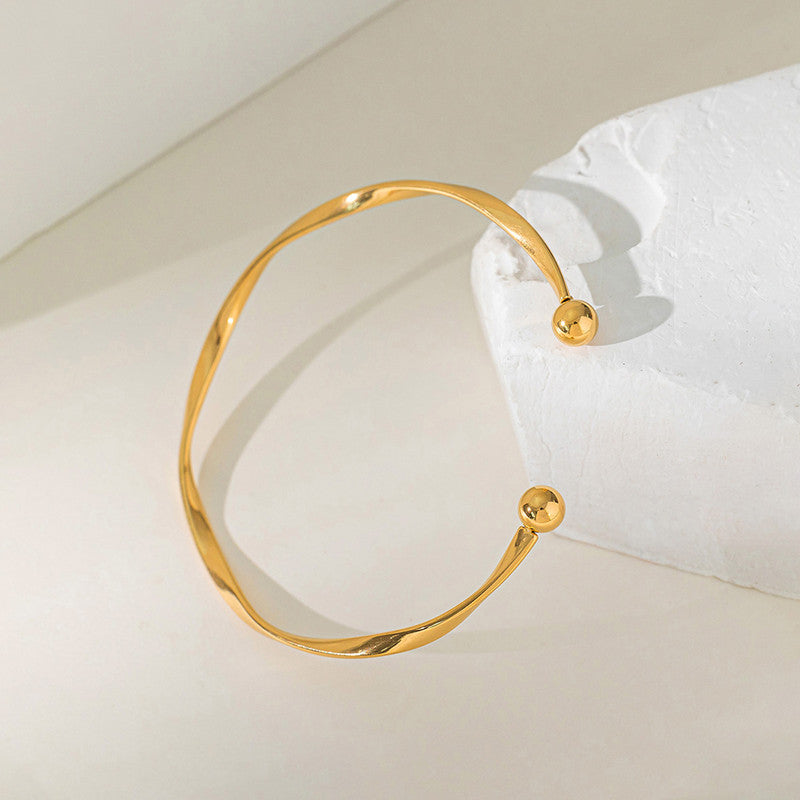Gold Plated Anti Tarnish Stainless Steel Contemporary Cuff Bracelet