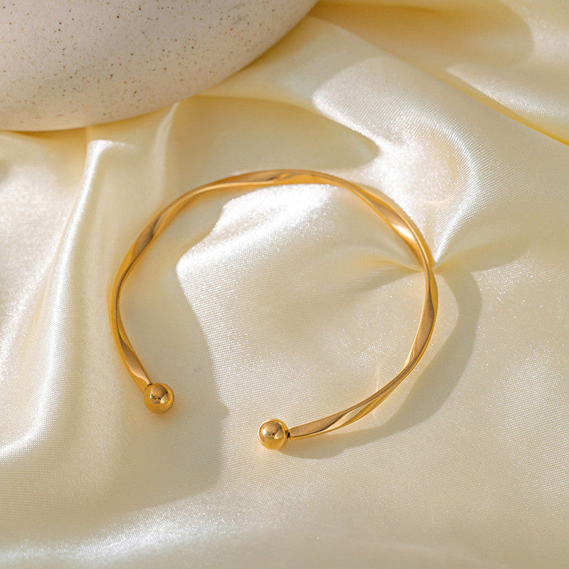Gold Plated Anti Tarnish Stainless Steel Contemporary Cuff Bracelet