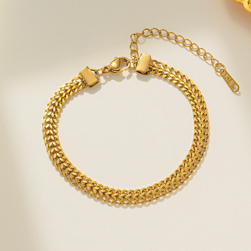 Gold Plated Anti Tarnish Stainless Steel Contemporary Wraparound Bracelet