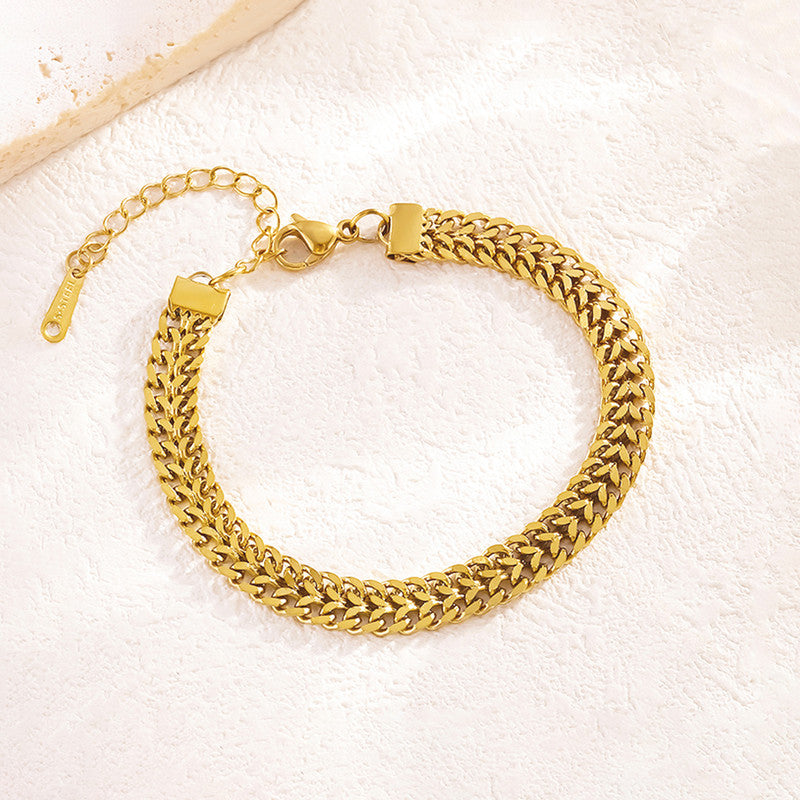 Gold Plated Anti Tarnish Stainless Steel Contemporary Wraparound Bracelet