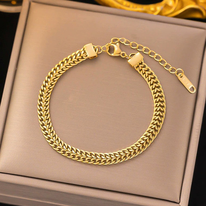 Gold Plated Anti Tarnish Stainless Steel Contemporary Wraparound Bracelet