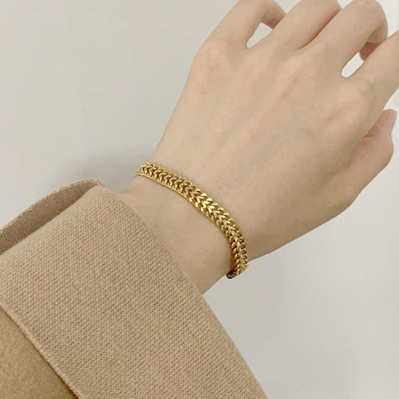 Gold Plated Anti Tarnish Stainless Steel Contemporary Wraparound Bracelet